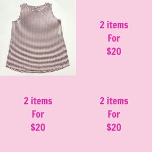 3/$30 Chico's Womens Zenergy Plush Pink Sleeveless Chevron Striped Tank Top Sz L